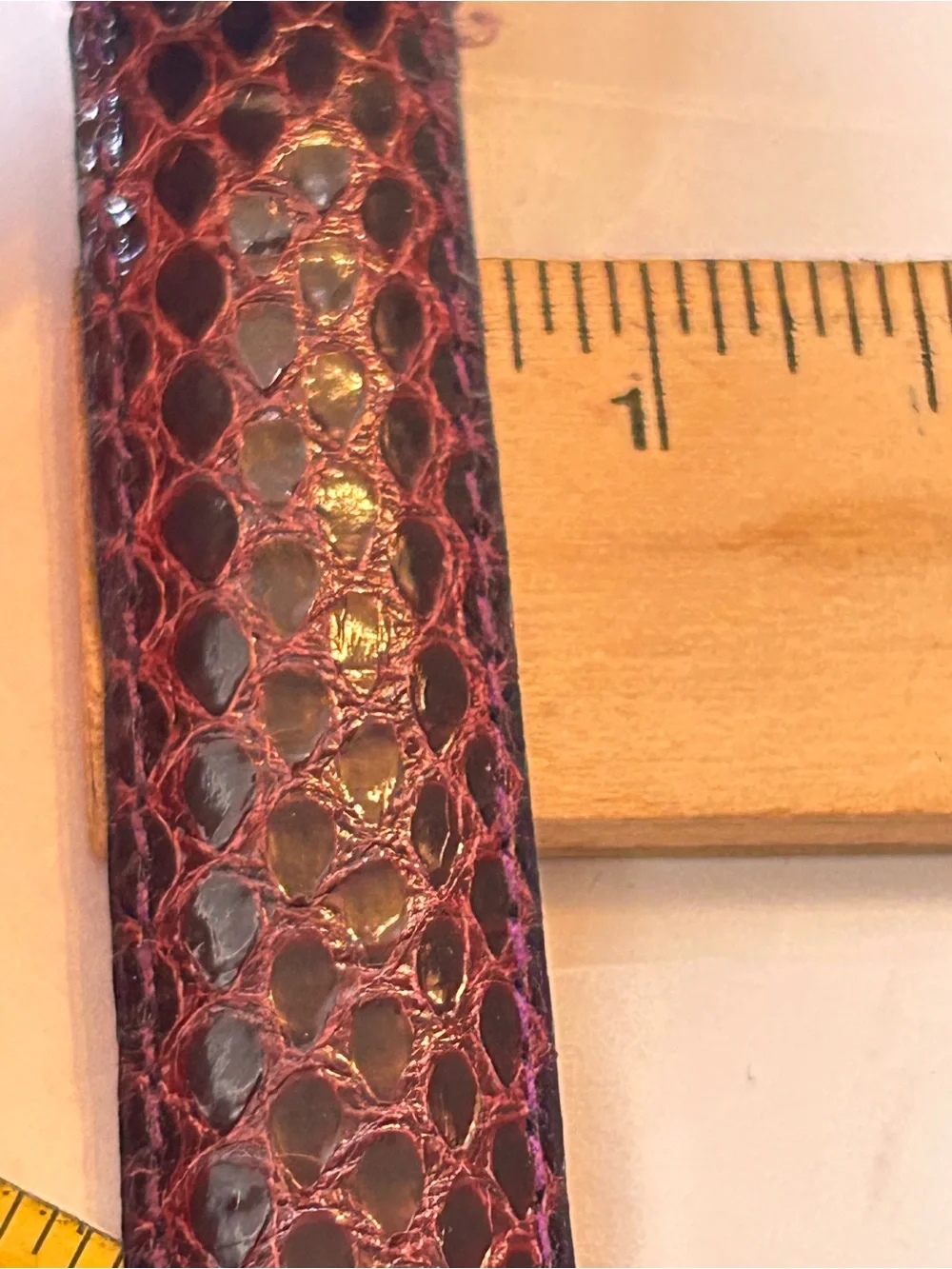 Milor purple/eggplant genuine snakeskin belt featuring a covered belt buckle M/L